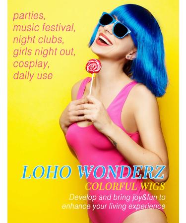 LOHO WONDERZ 9 Pieces Short Bob Hair Wigs - Candy Colored Cosplay Wigs for Women & Girls | Perfect for Daily Party & Bachelorette Decorations - Buy Online on GoSupps.com