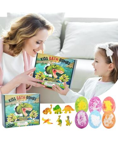 Dinosaur Egg Bath Bombs Set for Kids - 6 Large 100g Fizzies with Mini Toys - Perfect Easter, Christmas, Birthday Gift - Buy Online on GoSupps.com