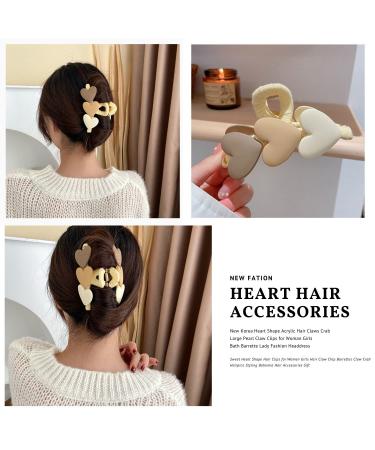 Sweet Heart Shape Acrylic Hair Claw Crab Clip for Women and Girls - Bohemia Hair Accessories in Khaki - Buy Online on GoSupps.com
