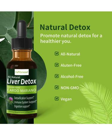 Herbmood Milk Thistle Liver Detox Drops - All-Nature Herbal Extract Liquid for Liver Cleanse & Repair - 2fl oz (Pack of 1) - Buy Online on GoSupps.com