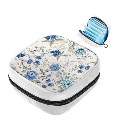 GIAPB Sanitary Napkin Storage Bag Period Bag Tampon Bag Makeup Bag Pad Pouch Blue Flower Background Color1939