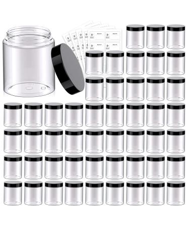 50 Pack 8 OZ Plastic Jars Round Clear Cosmetic Container Jars with Lids, Eternal Moment Plastic Slime Jars for Lotion, Cream, Ointments, Makeup, Eye shadow, Rhinestone, Samples, Pot, Travel Storage 8 Ounce
