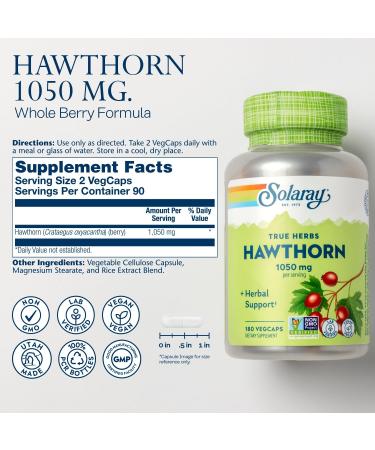 SOLARAY Mullein Leaf 330 mg and Hawthorn Berry Capsules 1050 mg - Soothing Herbal Support Bundle for Overall Health and Wellness - Vegan Non-GMO 60-Day Guarantee Lab Verified 200/180 VegCaps - Buy Online on GoSupps.com