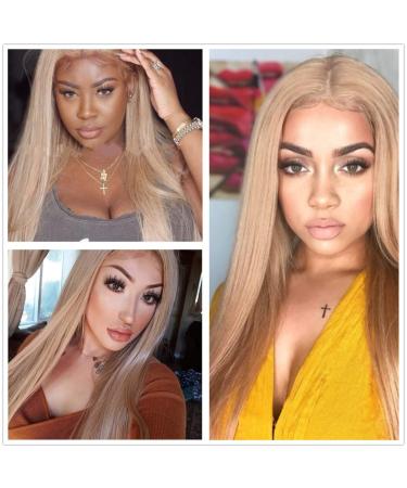 Greenmirr 26in Ash Blonde Lace Front Wig - 13x3 Straight Synthetic Hair - Coffee Blonde Style - Buy Online on GoSupps.com