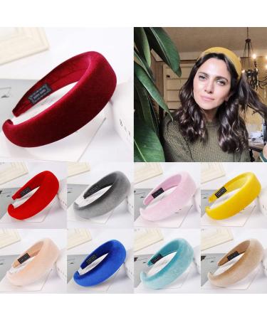 Siwetg Padded Wide Headband for Women - Shiny Velvet Fabric 11 Colors including Yellow | Best Headbands for Stylish Hair Accessories - Buy Online on GoSupps.com