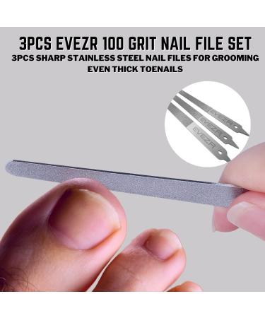 3PCS Stainless Steel Nail File Set - 100 Grit Buffer for Manicure and Pedicure - Ideal for Thick Toenail and Fingernails - Home and Professional Use - Buy Online on GoSupps.com