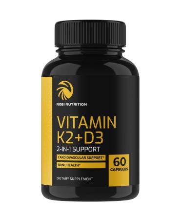 Vitamin D3 K2 | 5000 IU | Immune System Strong Bones & Teeth Support Supplement | Vitamin D3 (125mcg) | Vitamin K2 MK7 (100mcg) | Calcium (210mg) | With Bioperine | 3rd-Party Tested 60 Capsules