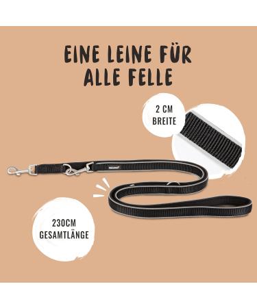 Rudelknig Dog Leash Paola - 2.30m Adjustable Reflective Leash for Medium & Large Dogs - Black - Buy Online on GoSupps.com