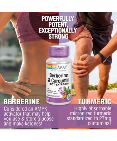 Solaray Berberine & Curcumin Root Extracts - 60 Vegan Capsules for Health Support - Buy Online on GoSupps.com