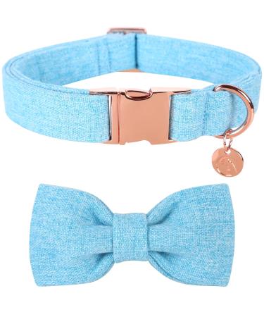 Dogwong dog collar with removable fly light blue pet neck dog dog gift gift for girls or young dogs comfortable adjustable dog collar for small medium -sized dogs Large (pack of 1) light blue