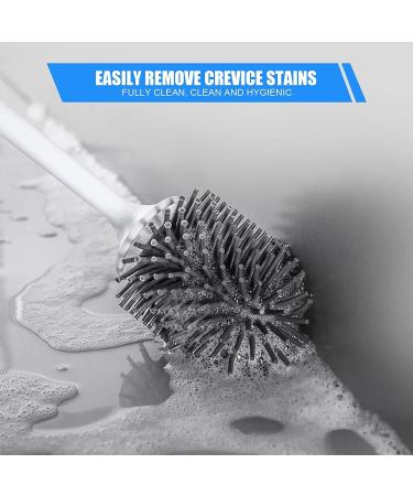 VMVN Compact Toilet Bowl Brush and Holder Set - Silicone Bristles for Deep Cleaning - Floor Standing Grey Design - Buy Online on GoSupps.com
