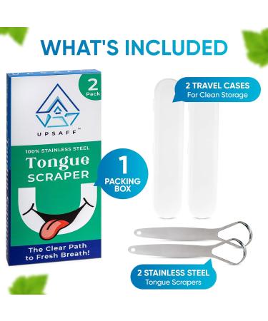 Stainless Steel Tongue Scraper for Adults - 2 Pack with Travel Cases | Fresh Breath & Easy Oral Hygiene - Buy Online on GoSupps.com