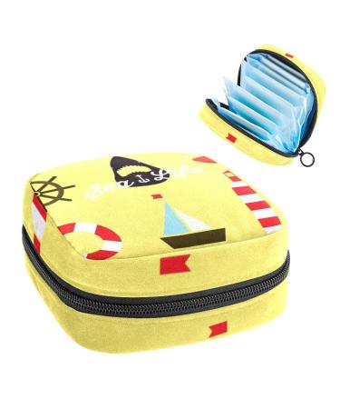 Women's bonds Storage pockets Stillpad holder anchor yellow pattern portable period kit pocket feminine product bag for women girls color1