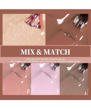 Elite99 Gel Nail Polishes Set- 8 Pack Gel Nail Kit Nude Pink Glitter Gel Polish Set Soak Off UV LED Nail Gel Manicure Kit DIY Home Salon Nail Art Top Coat Base Coat Matte Top Coat C004 - Buy Online on GoSupps.com