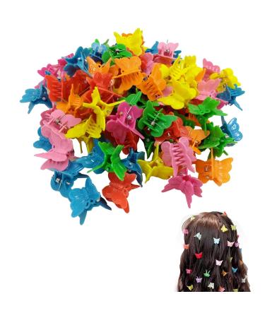 CLDURHGE 100 Pieces Colorful Flower Hair Clips Mini Plastic Hair Clips Small Hair Clips Girls Colorful Hair Clips for Baby Girls Girls Women Random Colour