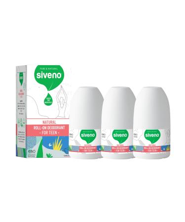 Siveno All Natural Deodorant Roll-On | Aluminum Free Deodorant for Women & Teen Girl | Organic Vegan | Fresh Non Staining Non Irritating | Non Toxic Paraben Free | Teen Girl Pack of 3 Girl 1.76 Fl Oz (Pack of 3)