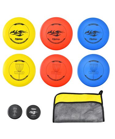 Naissgo Disc Golf Set Flying Discs for Beginner with Driver, Putter, Midrange (Disc Golf Starter Set with 8 Discs)