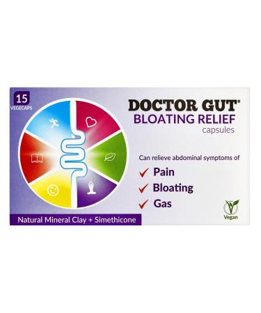 Doctor Gut Bloating Relief - Fast and Effective Relief From Bloating Pain Belching Fullness and Discomfort of Trapped Wind | Natural Clay Advanced Formula | (15 Capsules)
