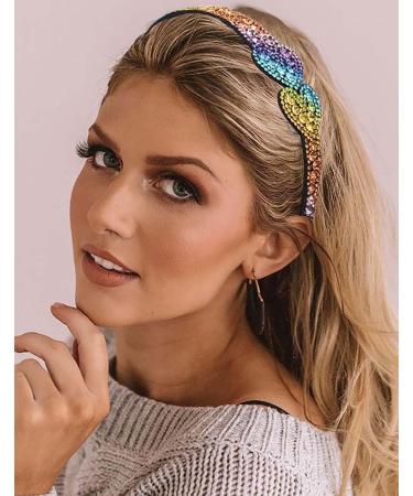 Zoestar Crystal Headband Love Heart Hair Hoop Glitter Elastic Hair Bands Party Custom Hair Accessories for Women and Girls (Colorful) - Buy Online on GoSupps.com