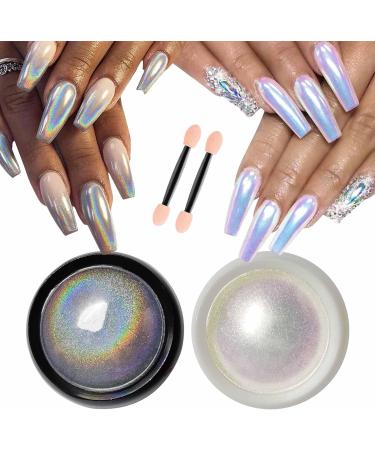 Chrome Nail Powder Kit: Holographic Unicorn Aurora Mermaid Sliver & Rose Gold Metallic Mirror Effect - Manicure Art Set - Buy Online on GoSupps.com