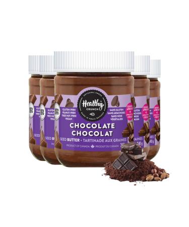 Healthy Crunch Seed Butter - Chocolate Flavor - 6 Units x 340 Grams - Sunflower Butter Organic Seed Butter Nut Butter Alternative Sun Butter Smooth and Creamy No Added Sugar Kids and Adults