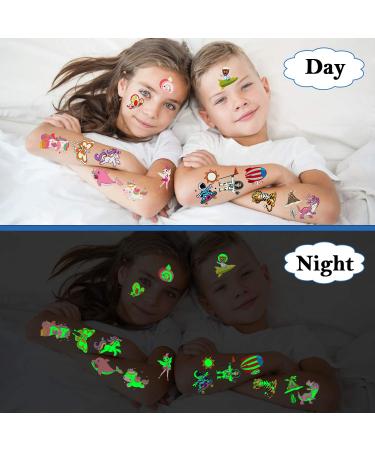 Cerlaza 220 Styles Luminous Temporary Tattoos for Kids - Unicorn, Dinosaurs, Pirate, Space, Mermaid Stickers - Party Favors for Boys & Girls - 20 Sheets - Buy Online on GoSupps.com