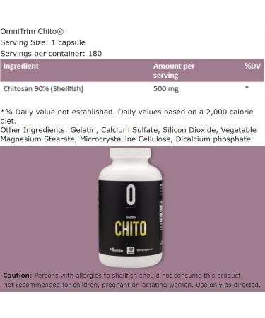 OmniTRIM Chito 500mg Chitosan Dietary Supplement - 180 Capsules | Shellfish Extract for Weight Management - Buy Online on GoSupps.com