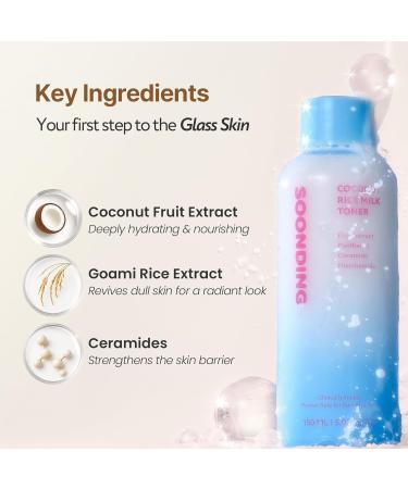 SOONDING Coconut Powered Hydrating Duo - 50ml (1.69 fl oz) + 150ml (5.07 fl oz) | SOONDING Coconut Cleanser + Rice Toner - Buy Online on GoSupps.com