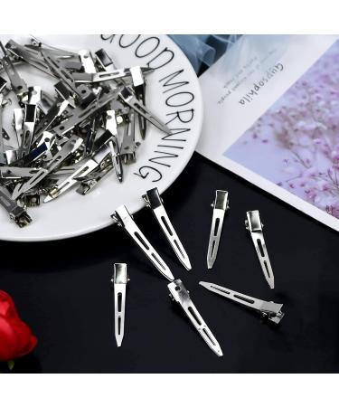 50 Pack Silver Duckbill Hair Clips - 2.2 Metal Hairdresser Clamps for Women & Girls - Alligator Curl Hair Clips with Holes - Buy Online on GoSupps.com