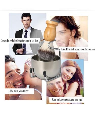 Premium Shaving Brush Set | Stainless Steel Razor Brush Stand & Soap Dish - Perfect Gift for Men - Buy Online on GoSupps.com