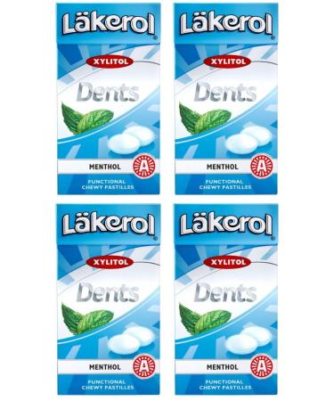 4 Boxes X 36g of L kerol Dents Menthol - Sugar Free - Xylitol - Pastilles Lozenges Dragees Drops Candy Sweets (Sweden)