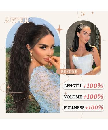 ORSUNCER Claw Long Wavy Ponytail Extension - Black Brown Curly Clip-in Hair Extensions for Women - Fluffy Synthetic Hairpiece for Daily Wear - Buy Online on GoSupps.com