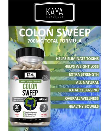 Kaya Naturals Colon Sweep | 30-Day Fast-Acting Colon Cleanser Detox for Weight Management with Probiotics, Herbs & Fiber | Supports Healthy Bowel Movements | Non-GMO | 30 Capsules - Buy Online on GoSupps.com