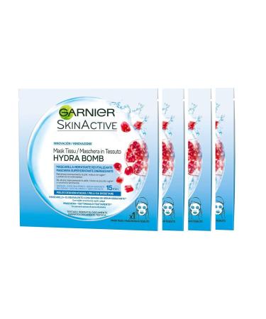 Garnier Garnier Hydra Bomb Hydra Bomb Fabric Face Mask Moisturizing and Energizing for Discrete Skin 33ml x 4 Pieces