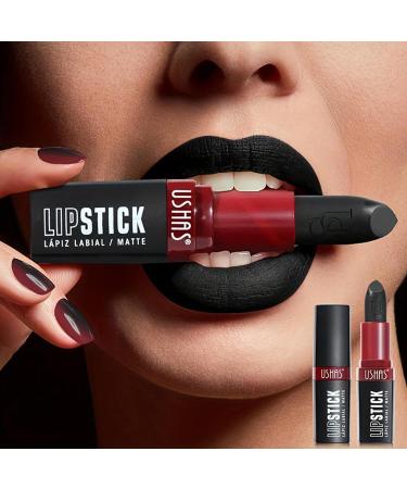 Anti-Black Lipstick | Velvet Lipstick | High Impact Matte Black Lip Cosmetic Highly Pigmented Lipstick Moisturizes Lips for Girls Firulab - Buy Online on GoSupps.com