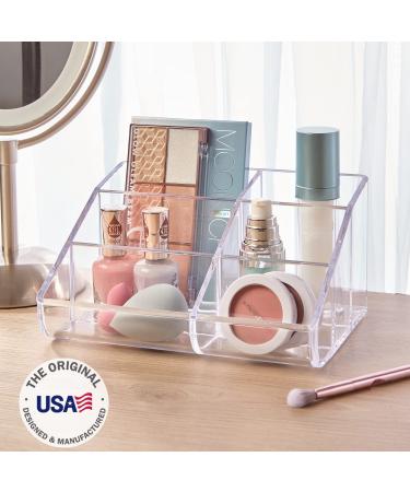 STORi Clear Plastic Makeup Organizer | 6-Compartment Brush and Palette Holder | Curved Front Design | Made in USA - Buy Online on GoSupps.com