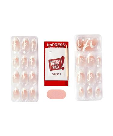 KISS imPRESS No Glue Press-On Nails - Fearless French Almond Shape Light Neutral & White Tip 30 Nails Easy Application - Buy Online on GoSupps.com