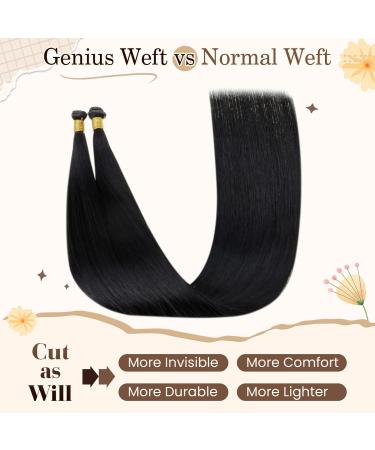 Premium Black Virgin Real Hair Extensions - Hetto Genius Weft 25g 45cm - International Shipping Available - Buy Online on GoSupps.com