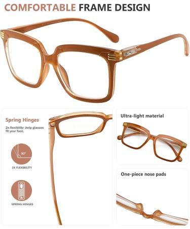 Eyekepper High Quality +2.25 Oversized Rectangular Reading Glasses for Women - Stylish Brown Reading Aid - Buy Online on GoSupps.com