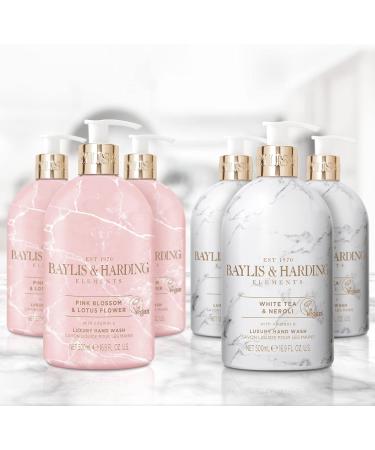 Baylis & Harding Elements Hand Wash Bundle - Pink Blossom, Lotus Flower, White Tea, Neroli - 6 x 500ml Bottles, Vegan Friendly - Buy Online on GoSupps.com