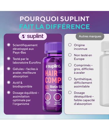 Compl ment Alimentaire Cheveux Biotine 5000 g + MSM + K ratine Pousse Cheveux Tr s Rapide & Anti-Chute de Cheveux Femme Biotine Cheveux Pousse Rapide 60 G lules 2 Mois de Cure - Buy Online on GoSupps.com