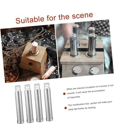 HOMSFOU 6pcs Moxa Pusher Tool Set | Stainless Steel Moxibustion Oven & Cardboard Box Pushers for Effective Therapy - Buy Online on GoSupps.com