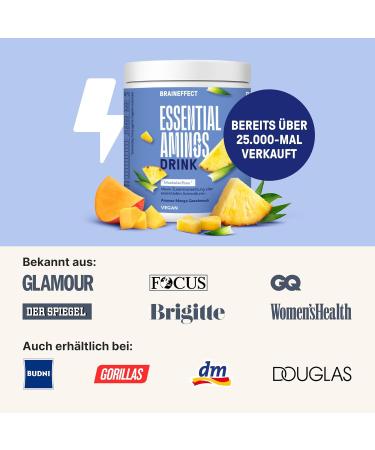 Buy Braineffect EAAs & BCAAs - All 11 Amino Acids Sugar-Free with Stevia Thyroid Support Inulin for Absorption - 270g Mango Ananas Flavor - Buy Online on GoSupps.com