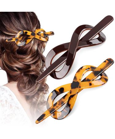 Noverlife 2PCS Cellulose Acetate Hair Slide & Stick Set | Tortoise Shell Hair Barrette Pins for Women & Girls | French Style Ponytail Updo - Buy Online on GoSupps.com