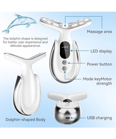 Neck Face Massager 7-in-1 Portable Facial Massager | Vibrating & Warming Function for Face Neck & Shoulder Care - White - Buy Online on GoSupps.com
