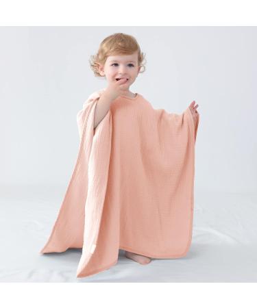 Lat Bathing Poncho for Children - 100% Cotton Muslin Hooded Towel Super Absorbent Baby Bath Towel (Pink 64x60cm) - Buy Online on GoSupps.com