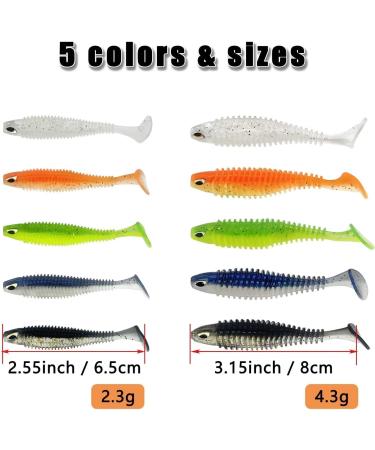 Paddle Tail Swimbaits Soft Plastic Lures Kit 8cm - 30pcs for Bass Trout Walleye Crappie | CWSDXM Soft Fishing Lures - Buy Online on GoSupps.com