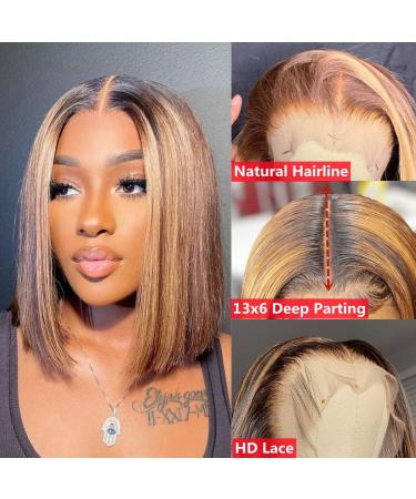 8 U&A HD Highlight 27 Colored Short Bob Lace Front Wig - Brazilian Human Hair, Pre Plucked with Baby Hair - Fashion Women - Buy Online on GoSupps.com
