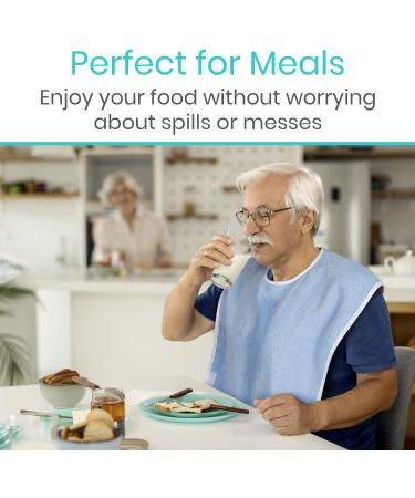 Vive Adult Bibs (2 Pack) - Waterproof Apron Set for Eating - Adjustable Strap, Washable Terry Cloth - Ideal for Elderly, Seniors, Disabled - Buy Online on GoSupps.com