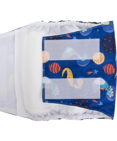 Cuteebone Male Washable Dog Diapers - 3 Pack Reusable Belly Bands with Flexible Velcro | High-Suction Dog Wraps | Krocodil Dinosaur & Rocket Designs | Size L (43-53.5cm) - Buy Online on GoSupps.com